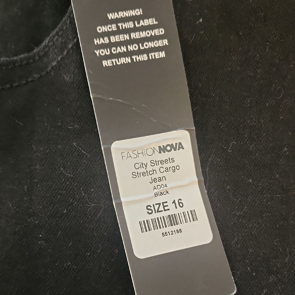 Fashion Nova Black Stretch Cargo Jeans